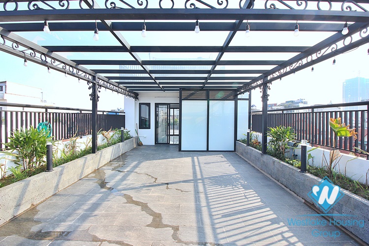 High-end 3 beds apartment with pretty terrace for rent in To Ngoc Van st, Tay Ho